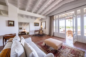 Télévision, cheminée, livres, chaîne hi-fi