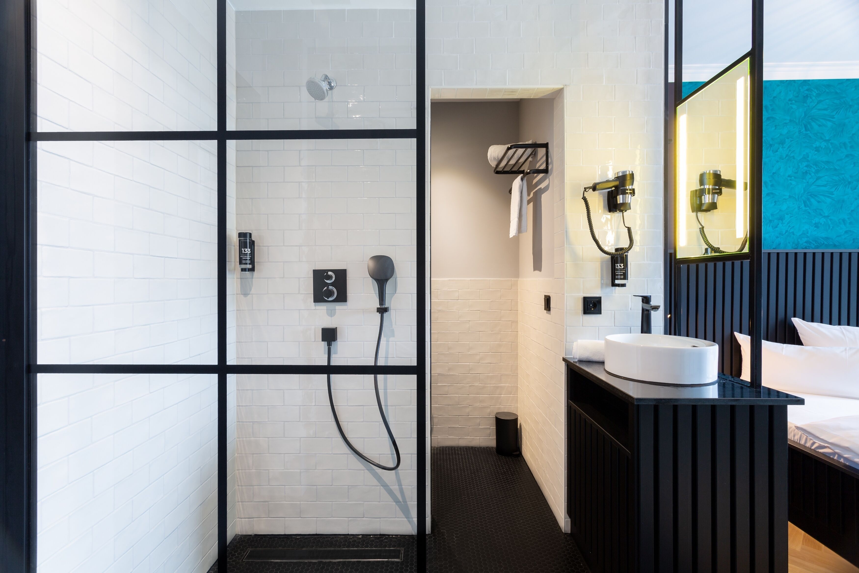 premium double room | bathroom | shower, rainfall showerhead, free toiletries, towels