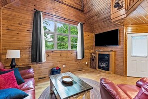 Fernseher, Kamin, DVD-Player, Videothek