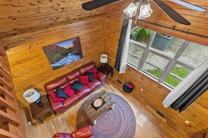 Télévision, cheminée, lecteur de DVD, vidéothèque