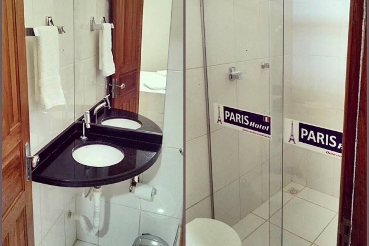 Shower, free toiletries, towels