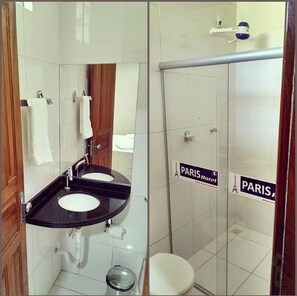 Shower, free toiletries, towels