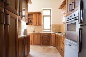 Fridge, oven, stovetop, dishwasher
