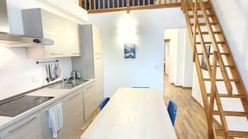Apartment, 1 Bedroom | Private kitchen | Full-sized fridge, microwave, stovetop, dishwasher