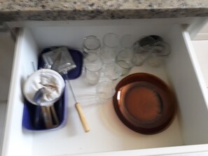 Fridge, microwave, stovetop, blender