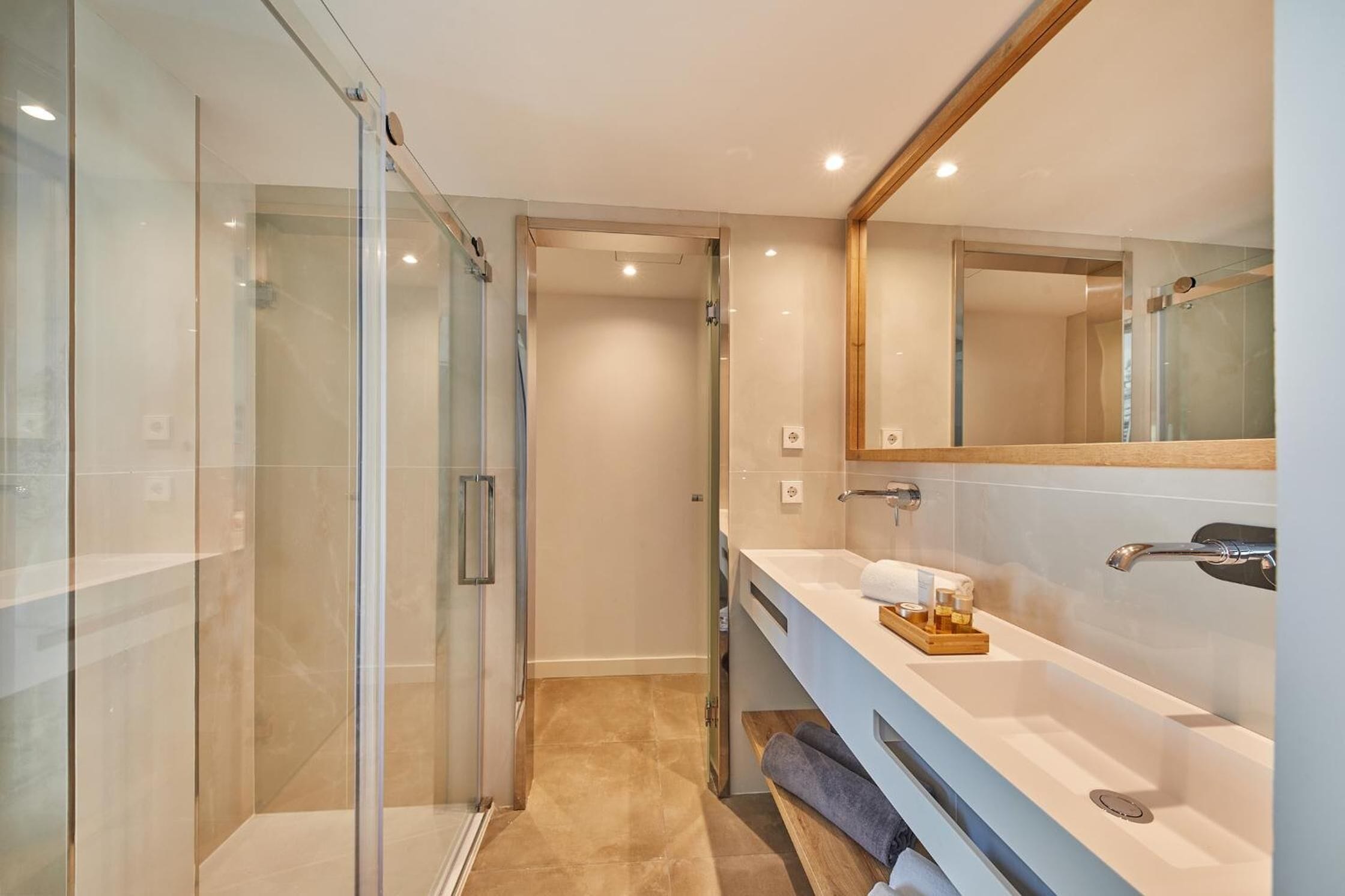 deluxe double room | bathroom | shower, free toiletries, hair dryer, bathrobes