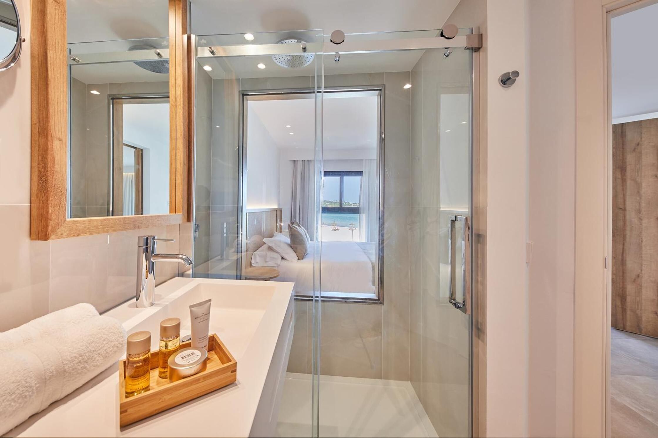 shower, free toiletries, hair dryer, bathrobes