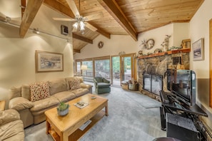 TV, fireplace, DVD player, ping pong