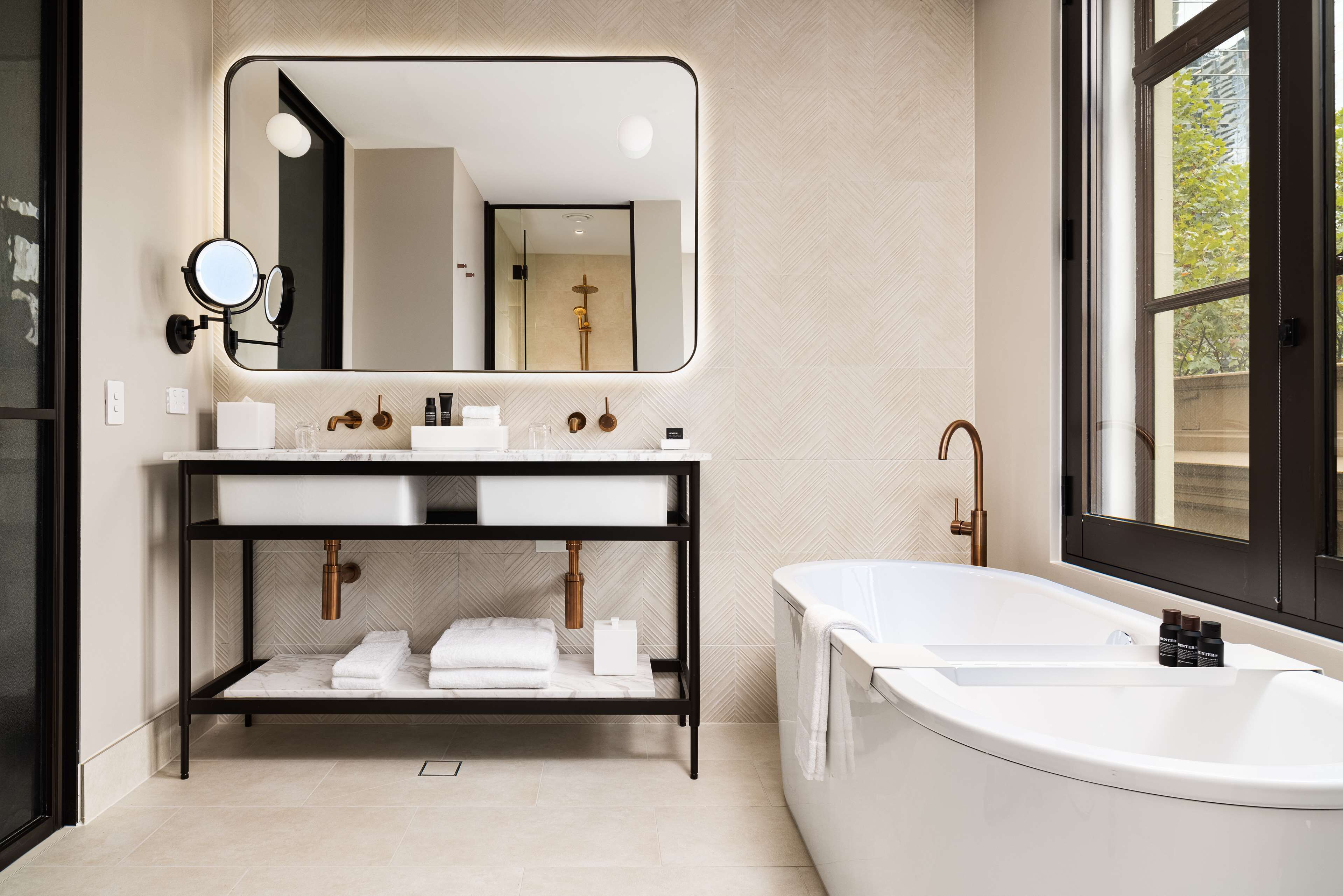 junior suite, 1 king bed (king junior suite, lounge access) | bathroom | shower, rainfall showerhead, designer toiletries, hair dryer