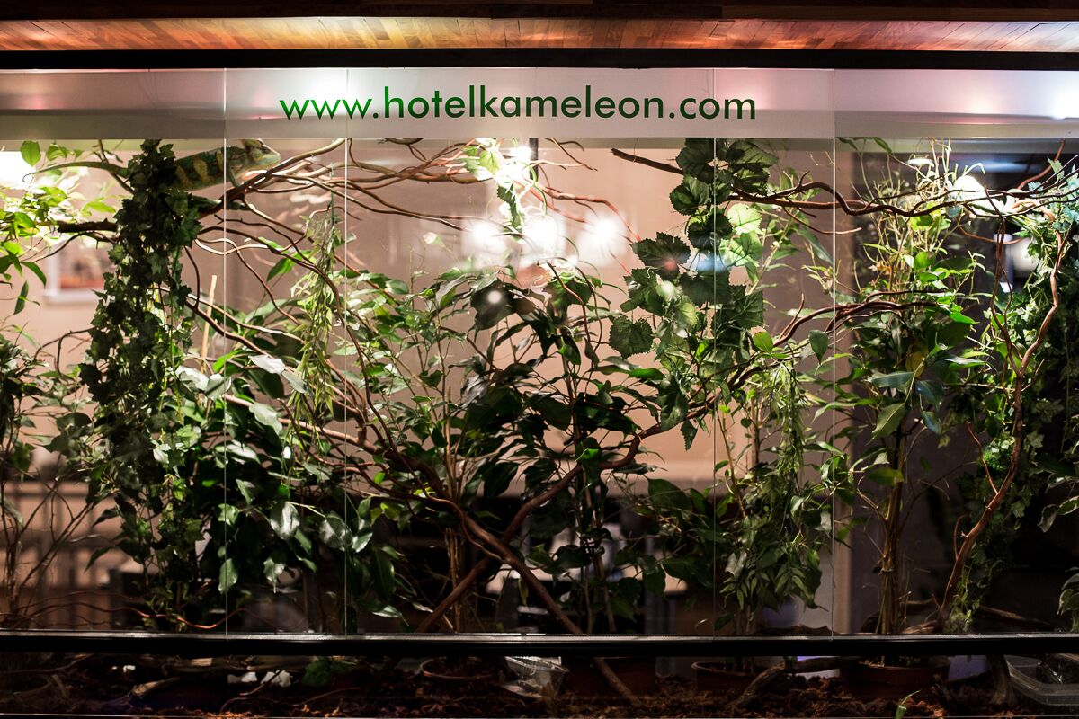 A greenhouse with various plants and a sign with the website address.