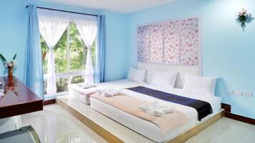 Individually decorated, desk, laptop workspace, free WiFi