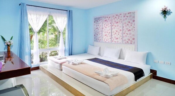 Individually decorated, desk, laptop workspace, free WiFi