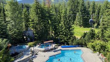 Outdoor pool, pool loungers