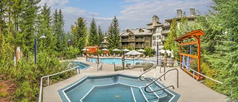 Outdoor pool, pool loungers
