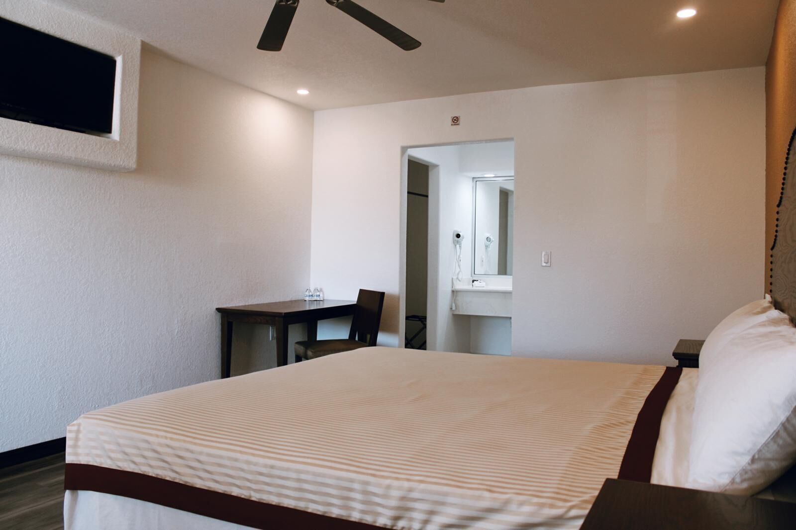 Desk, blackout drapes, iron/ironing board, free WiFi