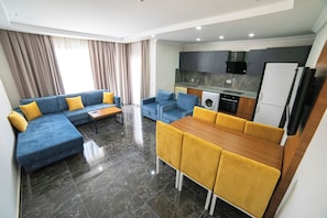 Appartement Prestige, 2 chambres, non-fumeur, cuisine | 2 chambres, draps en coton égyptien, literie de qualité, bureau