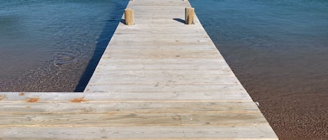 On the beach, sun loungers