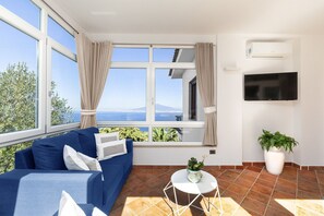 TV, DVD player - AMORE RENTALS - Villa Bianca with Private Swimming Pool, Sea View, Terraces, Parking and Barbecue (Sorrento)