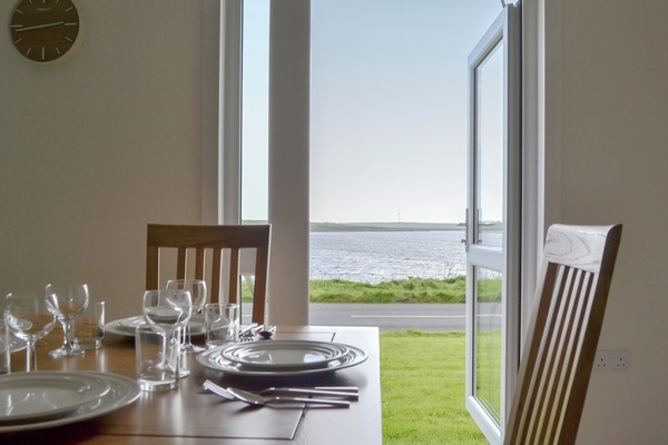 Dining area with lovely views | Rockworks Chalets No. 2 - Rockworks Chalets, Holm, near Kirkwall