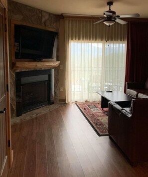 TV, fireplace