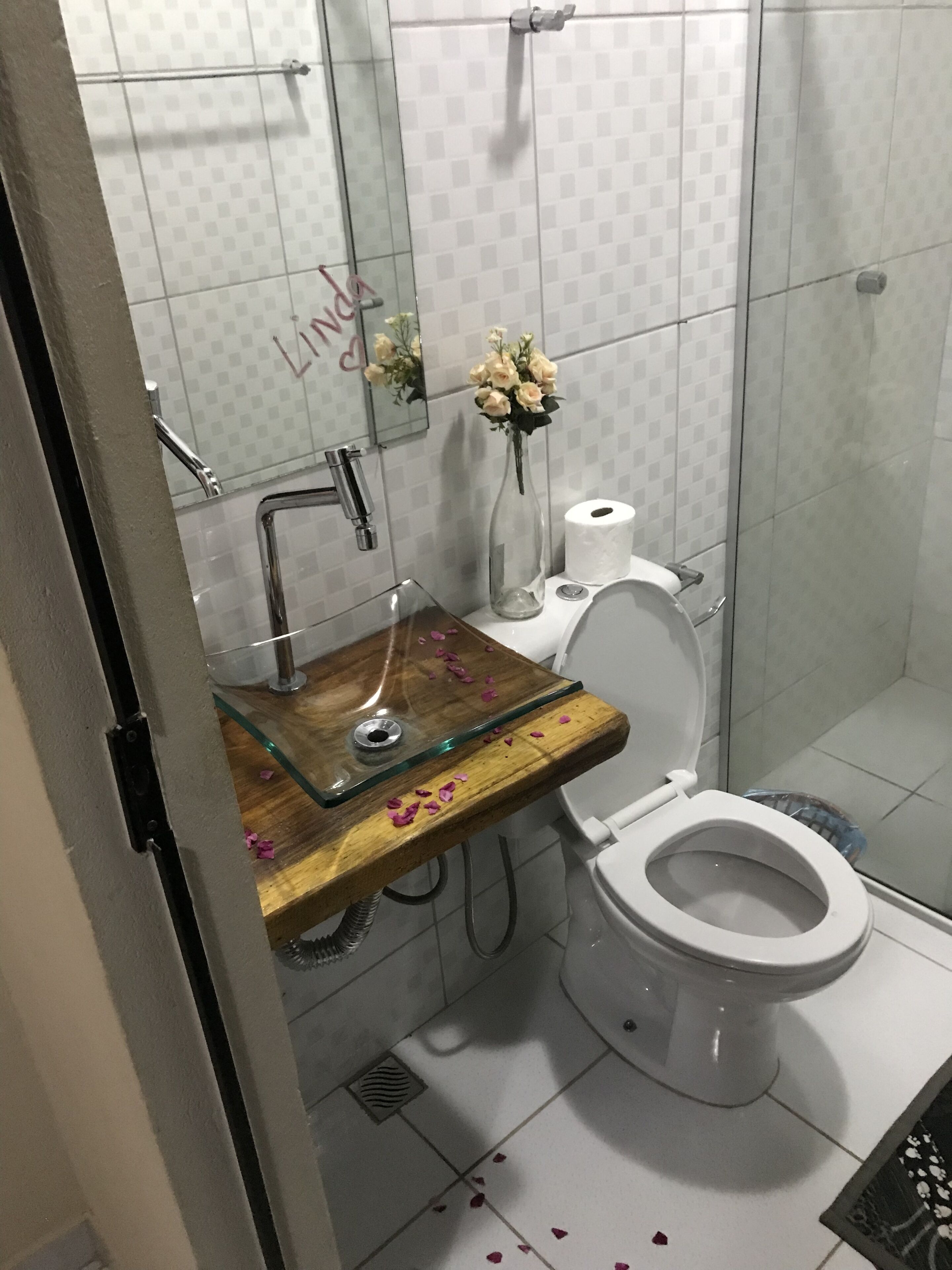 Chuveiro, papel higiênico