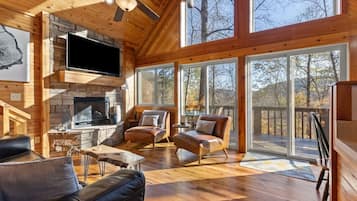 智能電視、壁爐、DVD 播放機、書籍