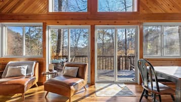 Smart TV, caminetto, lettore DVD, libri