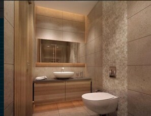 Kamar Double atau Twin Deluks | Kamar mandi | Shower, shower pijat air,  dan perlengkapan mandi gratis