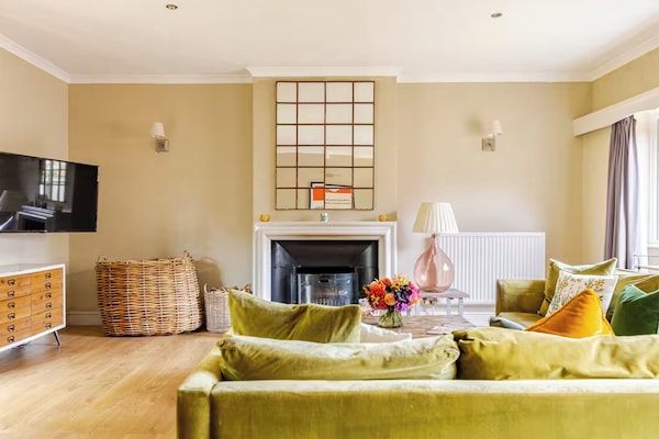 Real fire with logs and kindling provided,