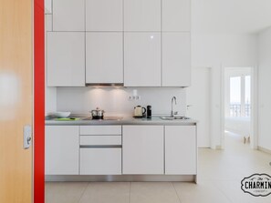 Fridge, microwave, coffee/tea maker, toaster
