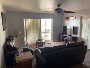 Smart TV, DVD player, books, video library