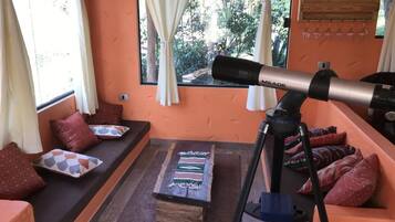 Blackout drapes, iron/ironing board