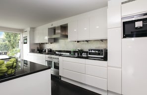 Réfrigérateur, micro-ondes, plaque de cuisson, lave-vaisselle