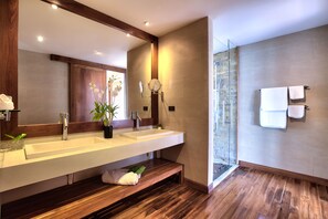 Tina, secadora de cabello, toallas, jabón