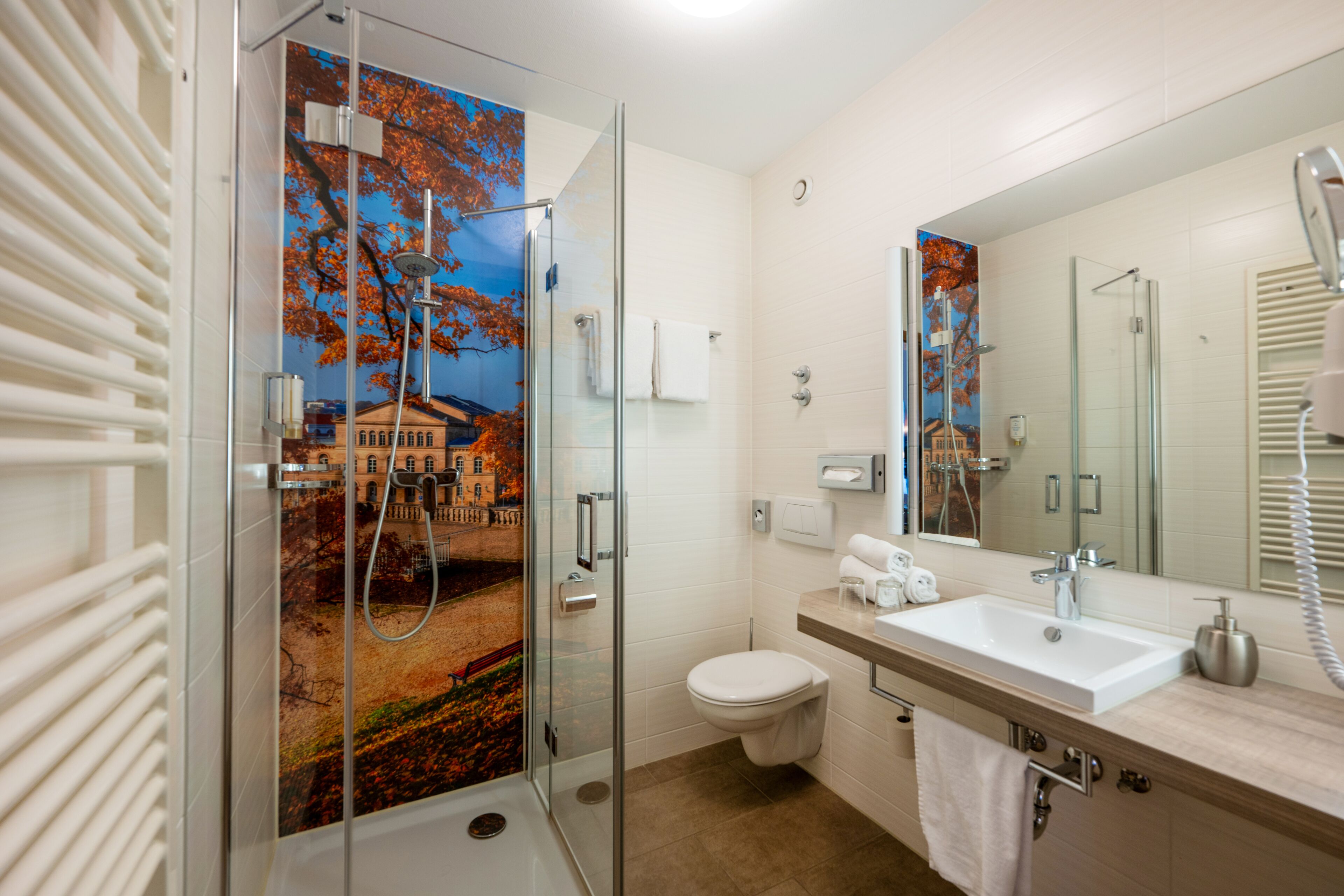 comfort double room | bathroom | hair dryer, towels, soap, shampoo