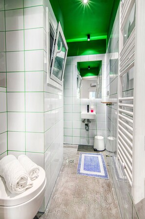 Apartment | Badezimmer | Dusche, kostenlose Toilettenartikel, Haartrockner, Handtücher
