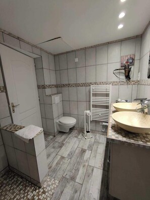Estudio, vista al jardín | Baño | Regadera y toallas 