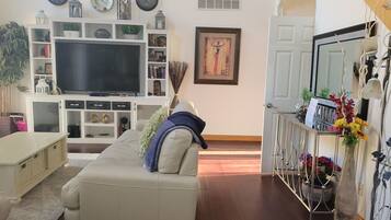 TV, fireplace