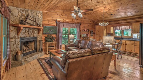 TV, fireplace