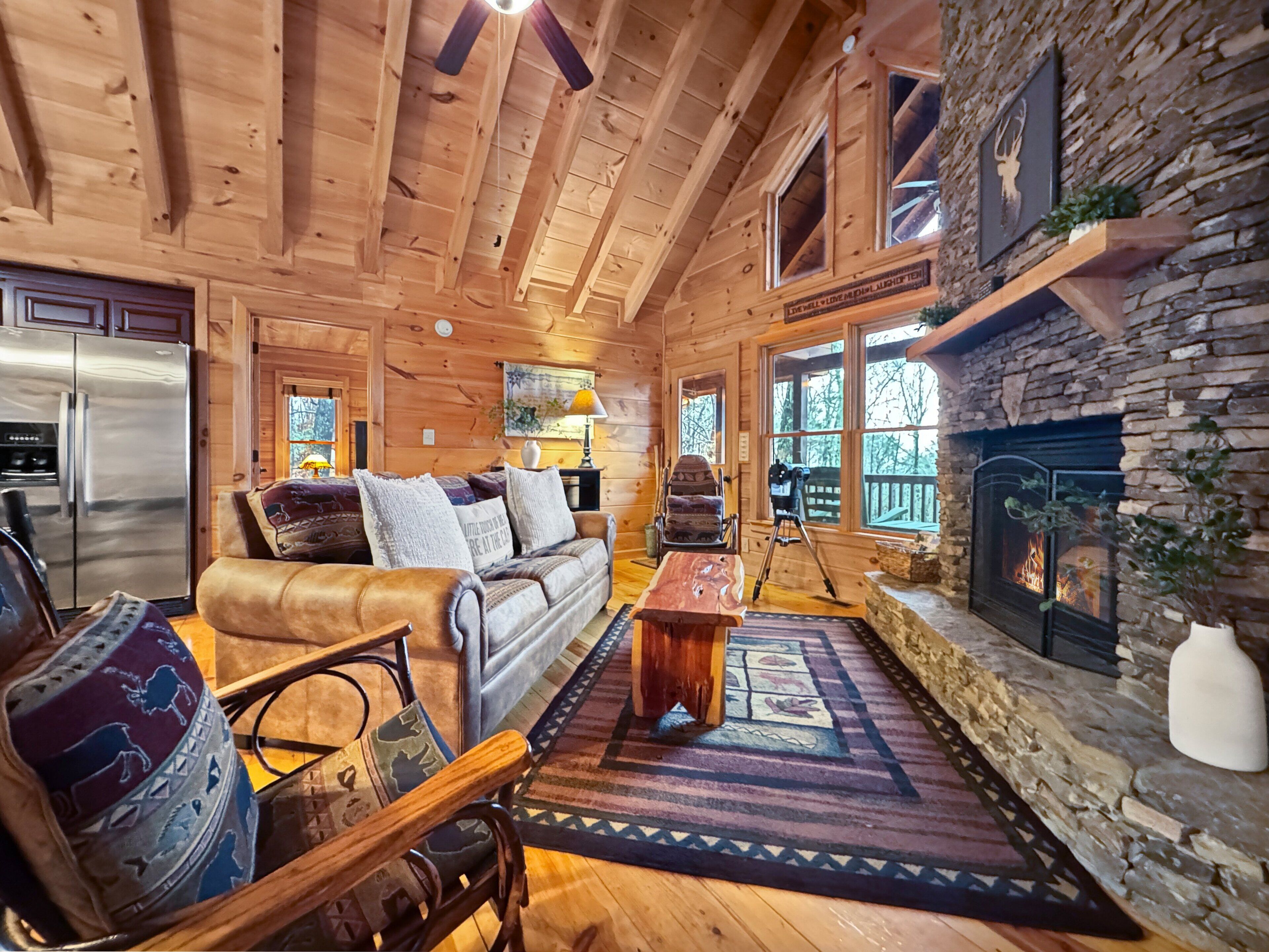 Flatskjerm-TV, peis, Netflix og strømmetjenester