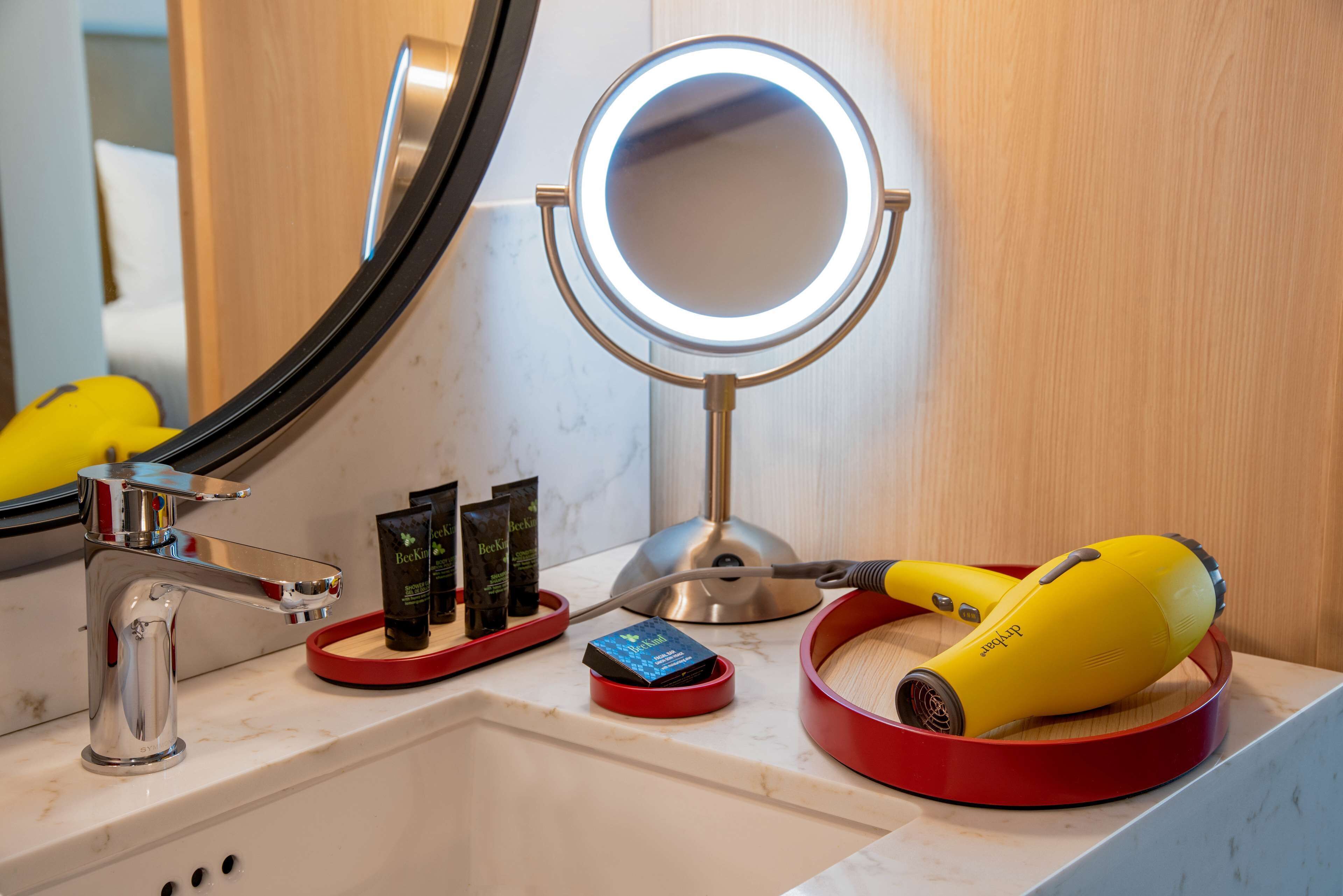 free toiletries, hair dryer, bathrobes, towels