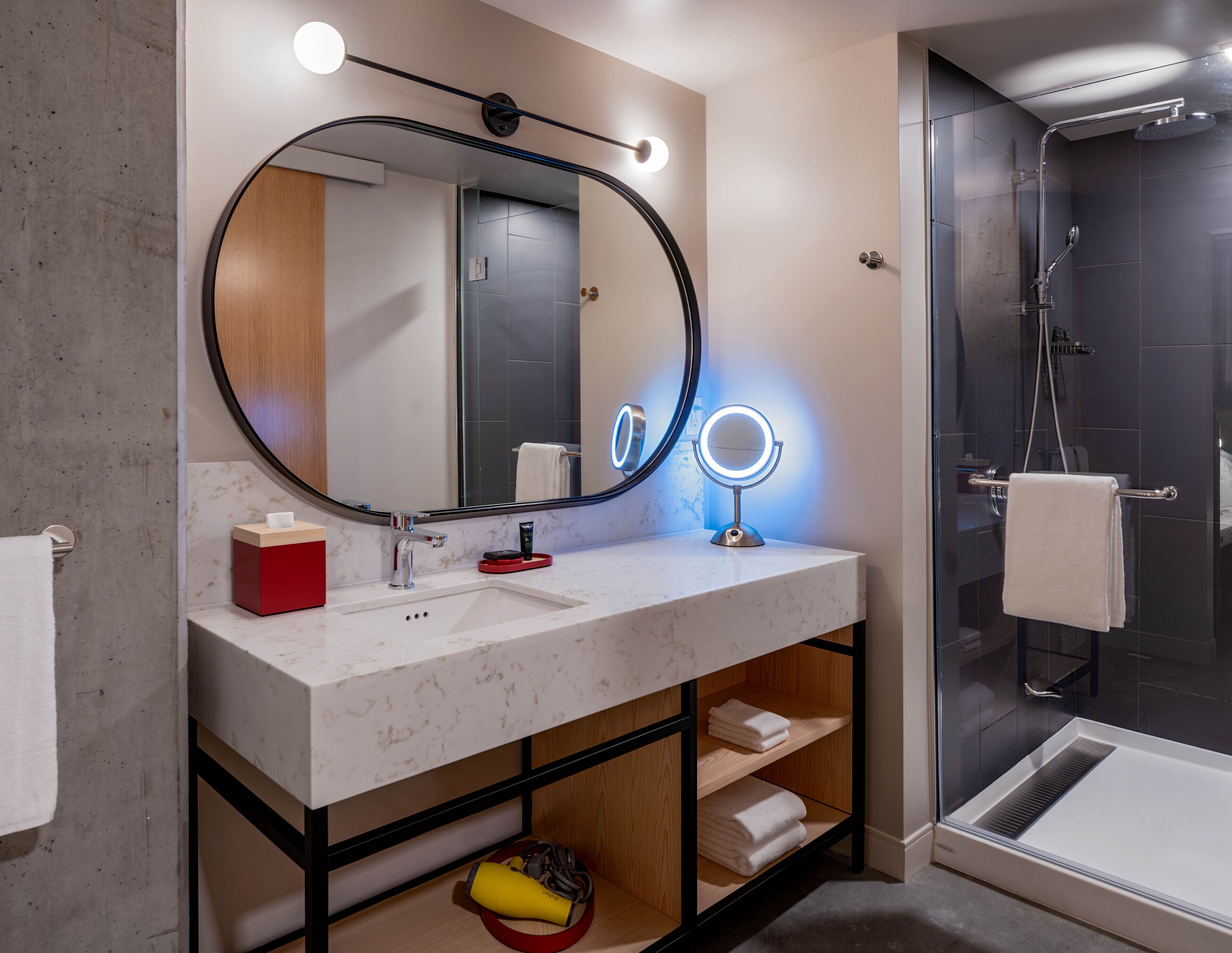 free toiletries, hair dryer, bathrobes, towels