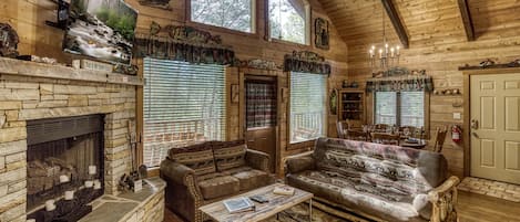 TV, fireplace, video games