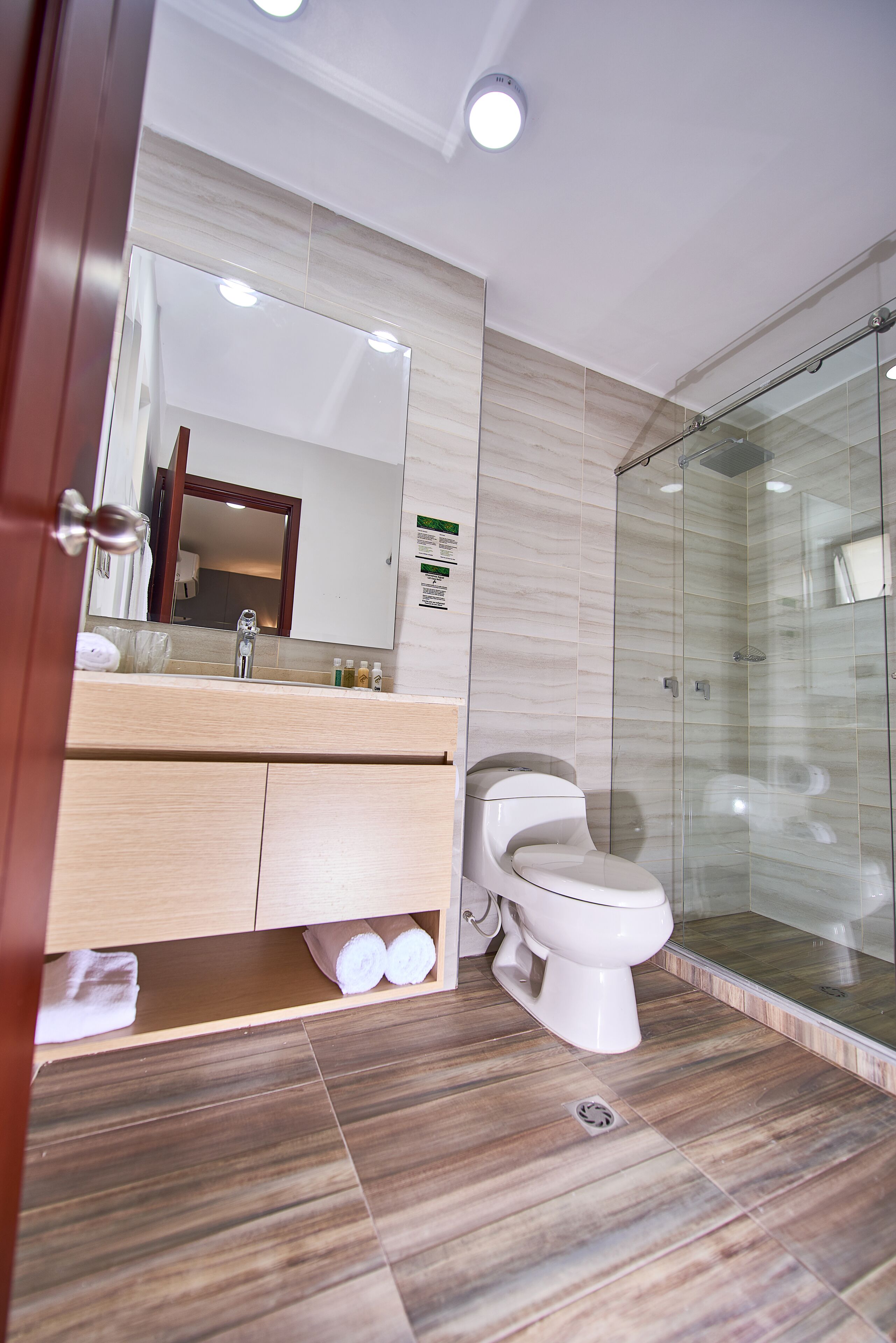 superior triple room | bathroom | shower, free toiletries, hair dryer, towels