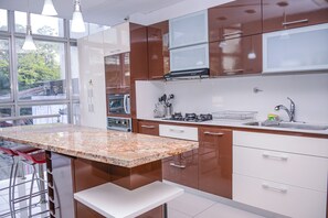 Mikrowelle, Geschirrspüler, Wasserkocher mit Kaffee-/Teezubehör