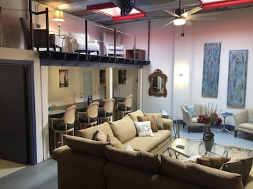 Rear family room with loft and bar