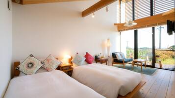 Chambre avec lits jumeaux, vue mer (Room11) | Draps en coton égyptien, literie de qualité supérieure