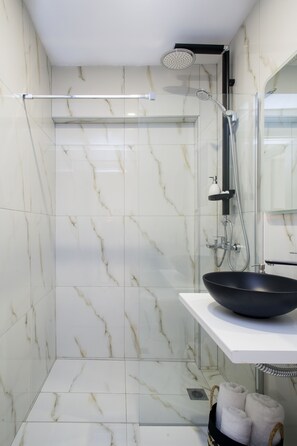 Apartment, 2 Bedrooms | Bathroom | Shower, hair dryer, towels, soap - Modern Bohemian Style Sun-Splashed Loft (Athens)