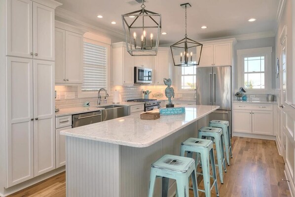 Fridge, microwave, oven, stovetop - Anita Getaway -Beautiful Open Ocean Views-4BR/3.5BA Home -Private Pool-Sleeps11 (Oak Island)