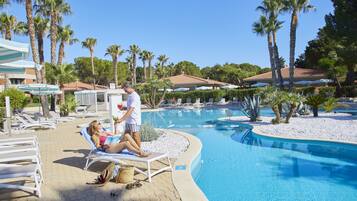 2 outdoor pools, open 10:00 AM to 7:00 PM, pool umbrellas, sun loungers